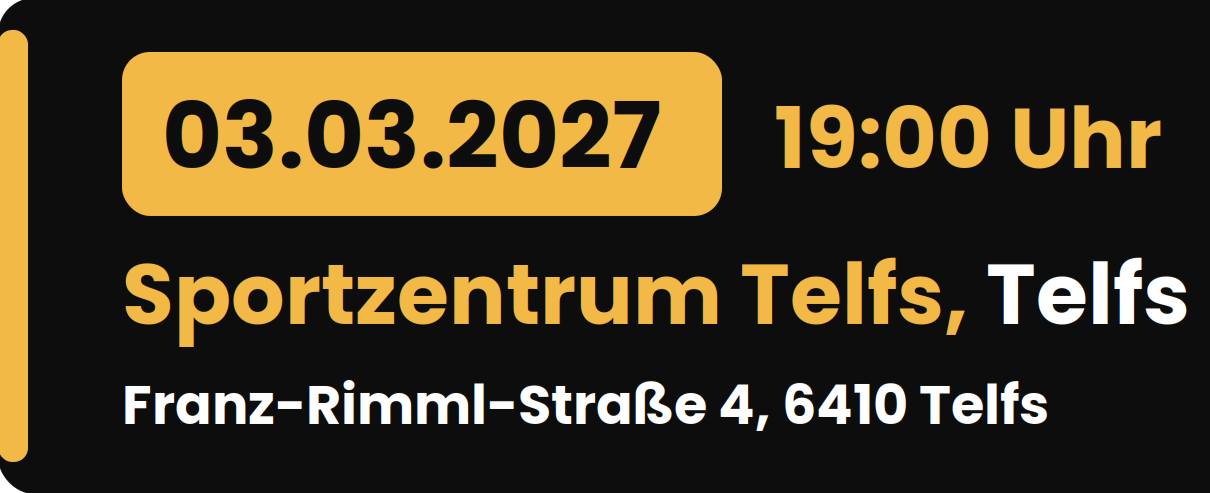 Rudi Strahl's Comedy Show am 3. März 2027 im Sportzentrum Telfs. Rudi Strahl's Comedy Show am 3. März 2027 um 19:00 Uhr im Sportzentrum Telfs, Franz-Rimml-Straße 4, 6410 Telfs